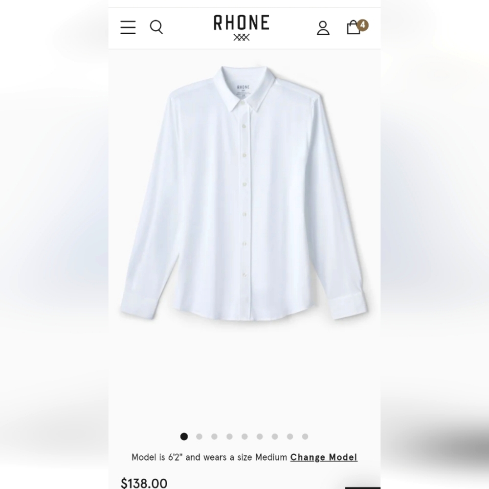 Rhone White Commuter Shirt Slim Small